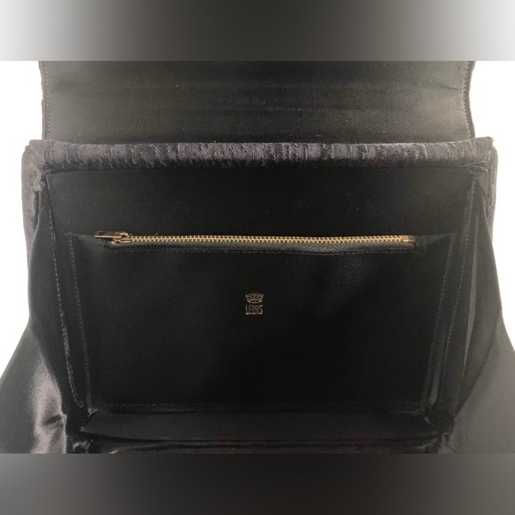 Crown Lewis Vintage Black Jacquard Evening Bag Top Handle Handbag - Picture 10 of 12